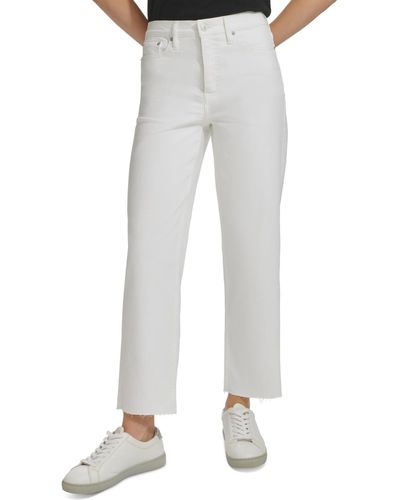 Calvin Klein High-rise Cropped Stretch Cut-hem Denim Jeans - Gray