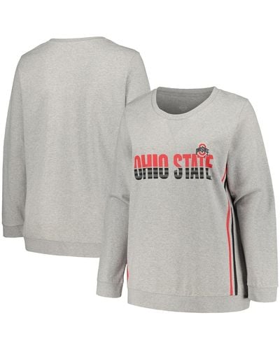 Profile Ohio State Buckeyes Plus Size Side Stripe Pullover Sweatshirt - Gray