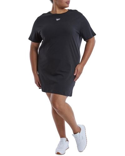 Reebok Plus Size Cotton Short-sleeve T-shirt Dress - Black