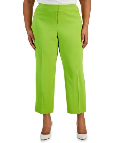 Kasper Plus Size Straight-leg Pants - Green