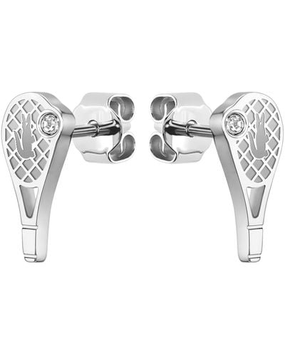 Lacoste Stainless Steel Tennis Racket Earrings - Gray
