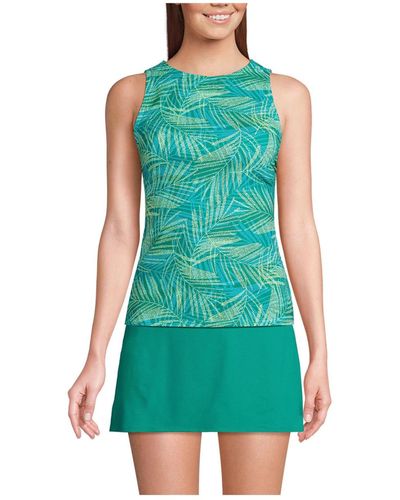 Lands' End Dd-cup High Neck Upf 50 Sun Protection Modest Tankini Swimsuit Top - Green