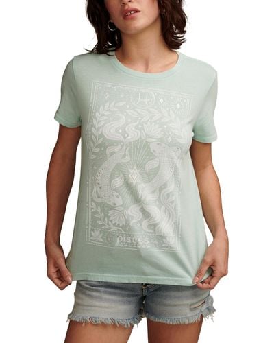 Lucky Brand Pisces Poster Classic Crew Graphic T-shirt - Gray