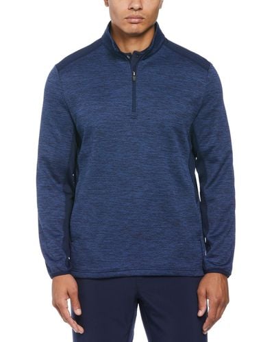 PGA TOUR Two-tone Space-dyed Quarter-zip Golf Pullover - Blue