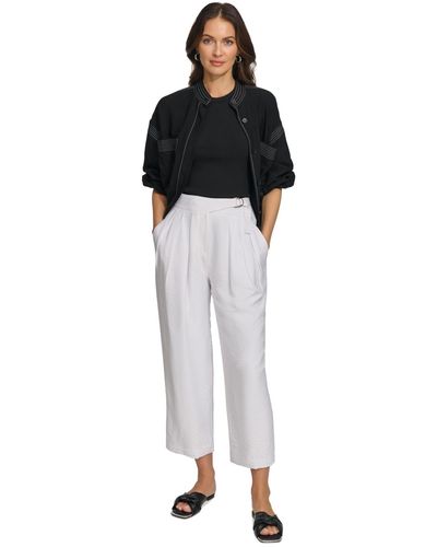 DKNY Belted Pleated Pants - Black