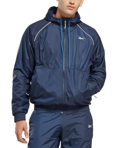 Reebok Regular-fit Fleece-lined Hooded Dwr Jacket - Blue