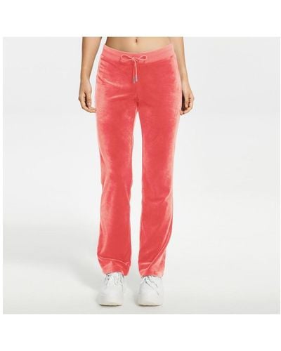 Juicy Couture Solid Rib Waist Velour Pant W/ Crown Hotfix - Red