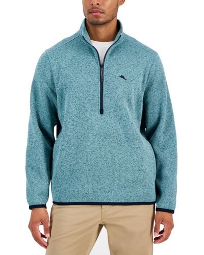 Tommy Bahama Shoal Bay Quarter-zip Mock-neck Fleece Sweater - Blue