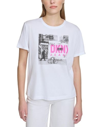 DKNY Graffiti Logo Print T-shirt - White