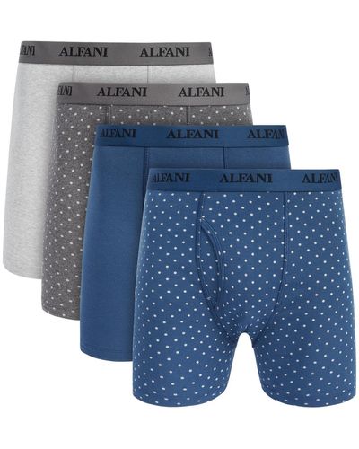 Alfani 4-pk. Micro-dot & Solid Boxer Briefs - Blue