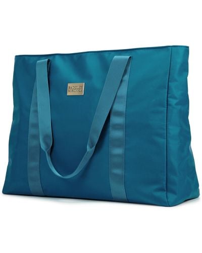 Badgley Mischka Nylon Travel Tote Weekender Bag - Blue