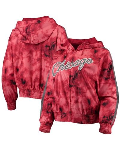 Mitchell & Ness Chicago Bulls Galaxy Sublimated Windbreaker Pullover Full-zip Hoodie Jacket - Red