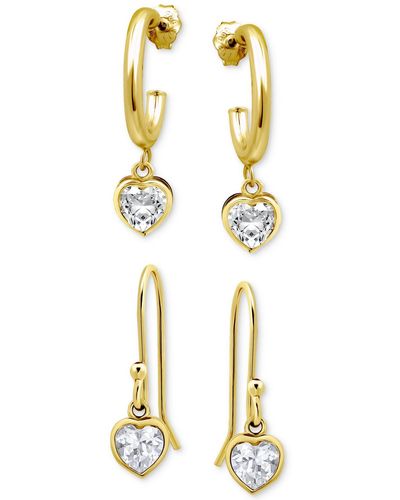 Giani Bernini 2-pc. Set Cubic Zirconia Heart Dangle Hoop & Drop Earrings - Metallic