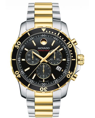 Movado Swiss Chronograph Series 800 Two-tone Pvd Stainless Steel Bracelet Diver Watch 42mm - Metallic