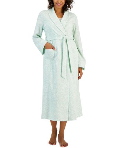 Charter Club Cotton Floral Belted Robe - Blue