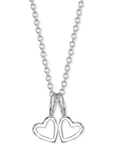 Sarah Chloe Double Heart Charms Pendant Necklace - Metallic