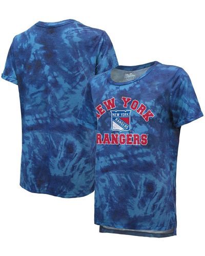 Majestic Threads New York Rangers Boyfriend Tie-dye Tri-blend T-shirt - Blue