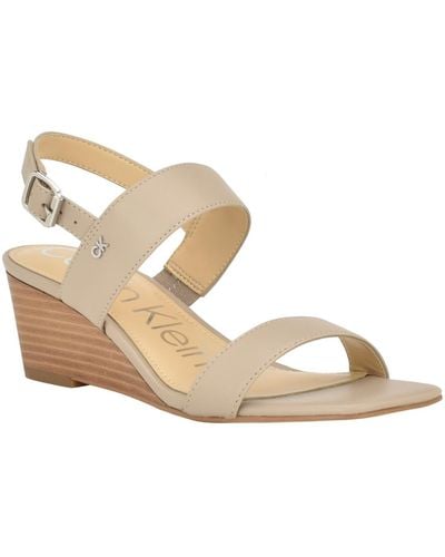 Calvin Klein Kayor Strappy Open Toe Wedge Sandals - Metallic
