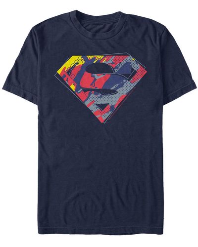 Fifth Sun Dc Superman Camouflage Logo Short Sleeve T-shirt - Blue