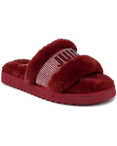 Juicy Couture Halo Faux Fur Slippers - Red