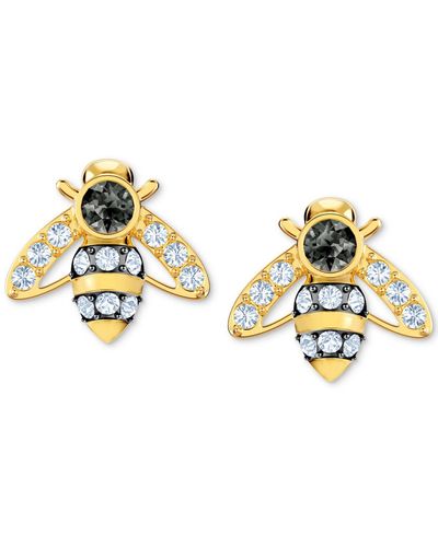 Swarovski Gold-tone Crystal Bee Stud Earrings - Gray