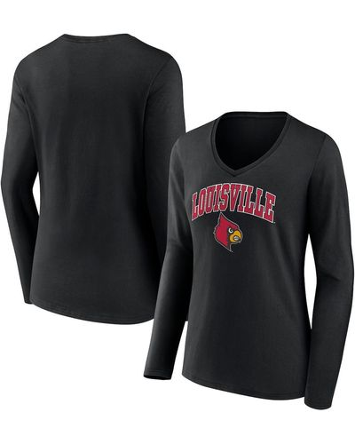 Fanatics Louisville Cardinals Evergreen Campus Long Sleeve V-neck T-shirt - Black