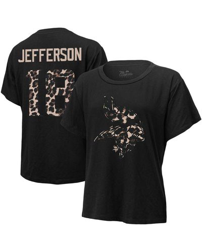 Majestic Threads Justin Jefferson Minnesota Vikings Leopard Player Name And Number T-shirt - Black