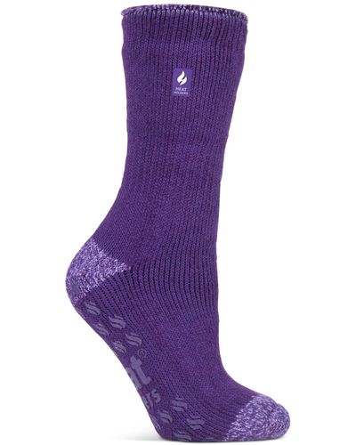 Heat Holders Juniper Crew Slipper Socks - Purple
