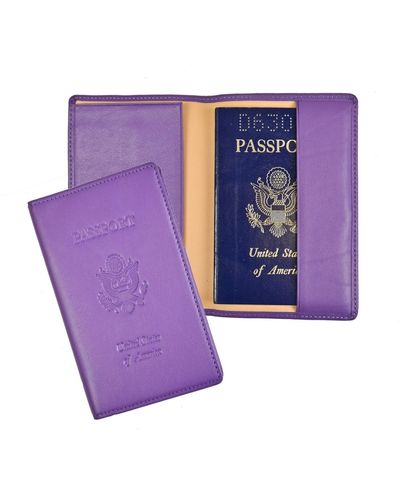 ROYCE New York Passport Seal Embossed Rfid Blocking Passport Case - Purple