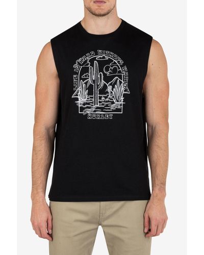 Hurley Everyday Explore Oasis Muscle Graphic Tank - Black