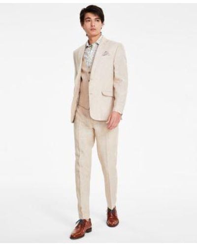 BarIII Slim Fit Linen Suit Separates Created For Macys - White
