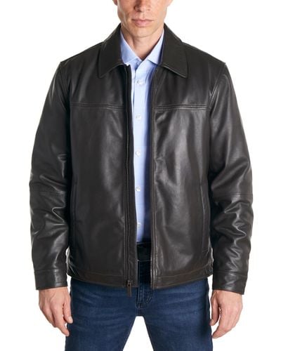 Perry Ellis Classic Leather Jacket - Brown
