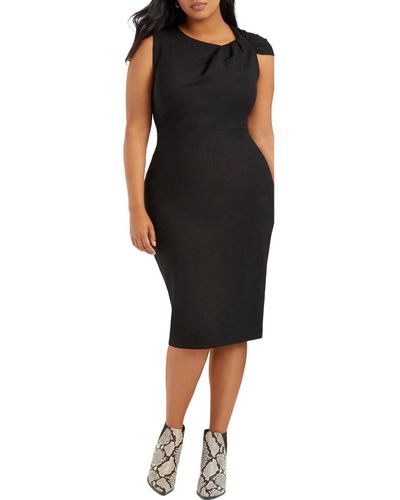 Eloquii Plus Size Twisted Shoulder Sheath Dress - Black