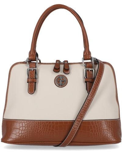 Giani Bernini Saffiano Croco Dome Satchel - Brown