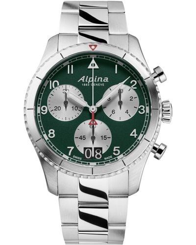 Alpina Swiss Chronograph Startimer Stainless Steel Strap Bracelet Watch 41mm - Gray