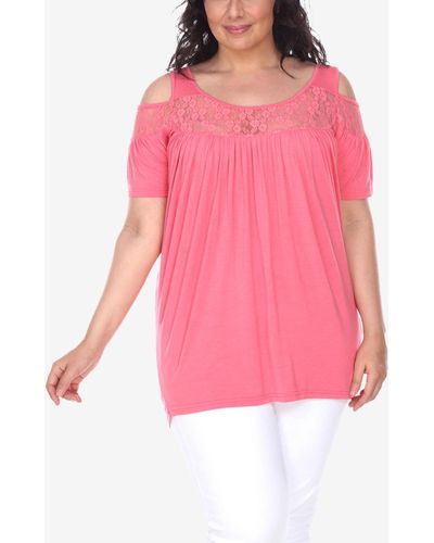 White Mark Plus Size Bexley Tunic Top - Pink