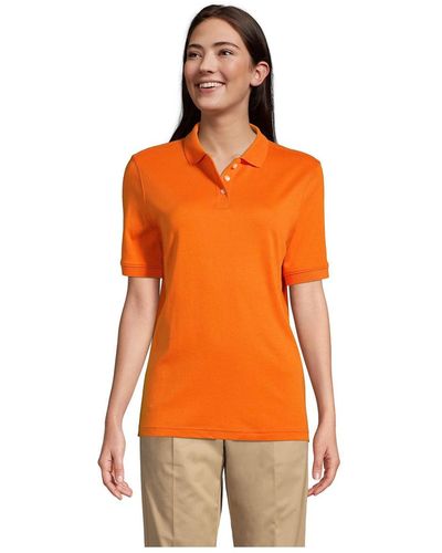 Lands' End School Uniform Short Sleeve Interlock Polo Shirt - Orange