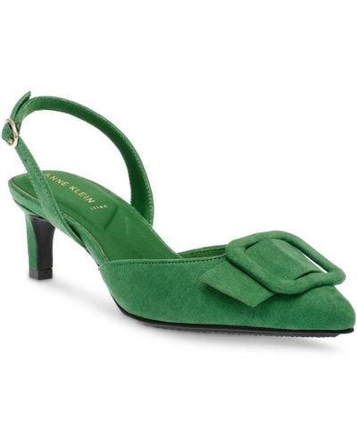 Anne Klein Iva Pointed Toe Slingback Pumps - Green