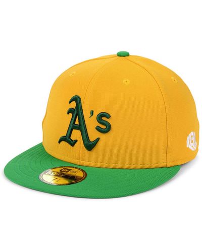 KTZ Oakland Athletics Cooperstown Flip 59fifty Fitted Cap - Yellow