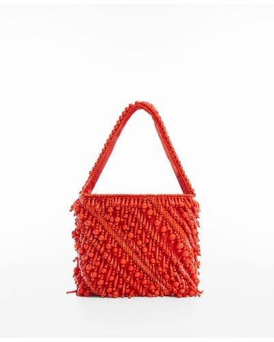 Mango Combined Beads Handbag - Red