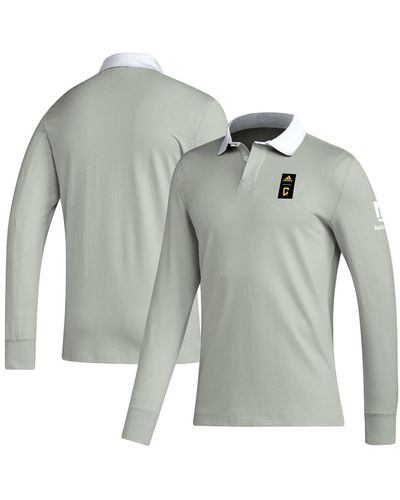 adidas 2023 Player Charlotte Fc Travel Long Sleeve Polo Shirt - Gray