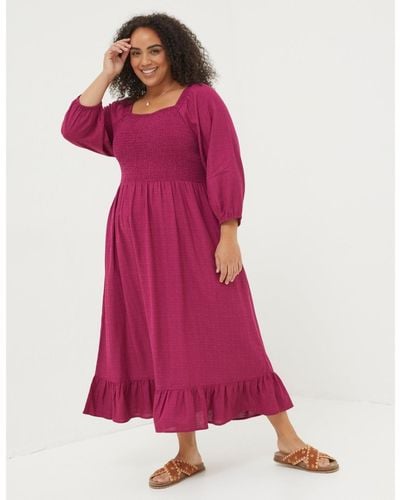 FatFace Plus Size Adele Midi Dress - Pink