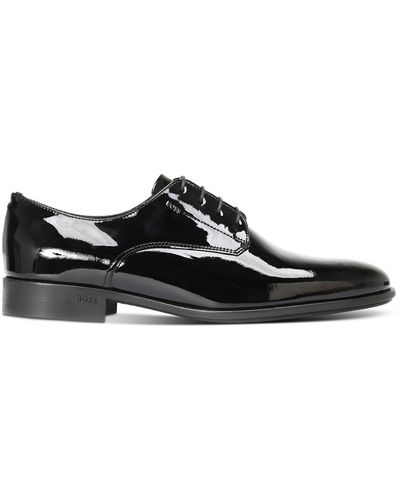 BOSS Hugo Patent Leather Colby Printed Derby Dress Shoe - Black