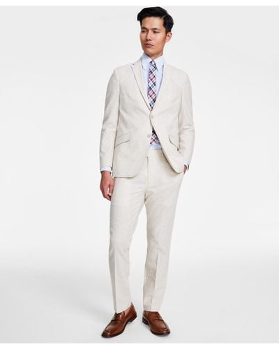 Kenneth Cole Slim-fit Stretch Linen Solid Suit - Natural