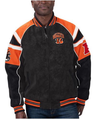 G-III 4Her by Carl Banks Cincinnati Bengals Faux Suede Raglan Full-zip Varsity Jacket - Black