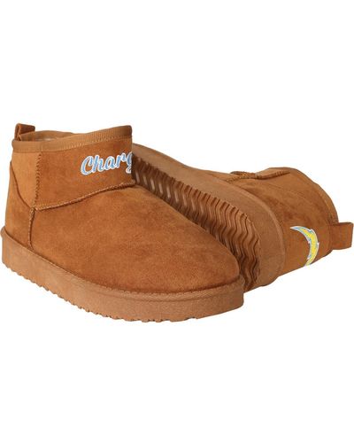 FOCO Los Angeles Chargers Team Logo Fuzzy Fan Boots - Brown