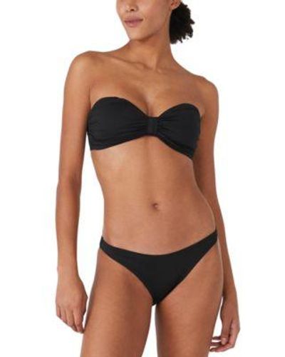 Kate Spade Bandeau Bow Bra Convertible Bikini Top High Cut Bikini Bottoms - Black