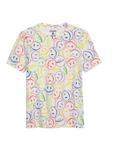 Joe Boxer Super Soft Rainbow Licky Crew Neck T-shirt - White