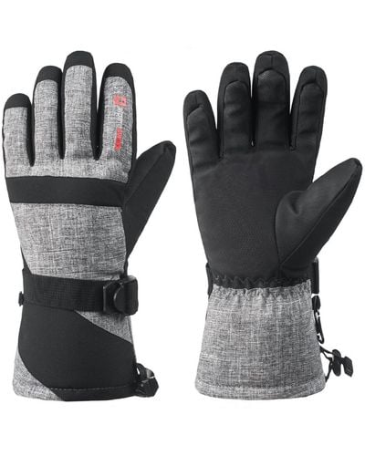 Alpine Swiss Waterproof Ski Gloves Snowboarding 3m Thinsulate Winter Gloves - Black
