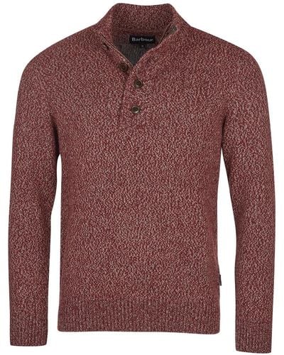 Barbour Sid Regular-fit Marled Half-zip Sweater - Red